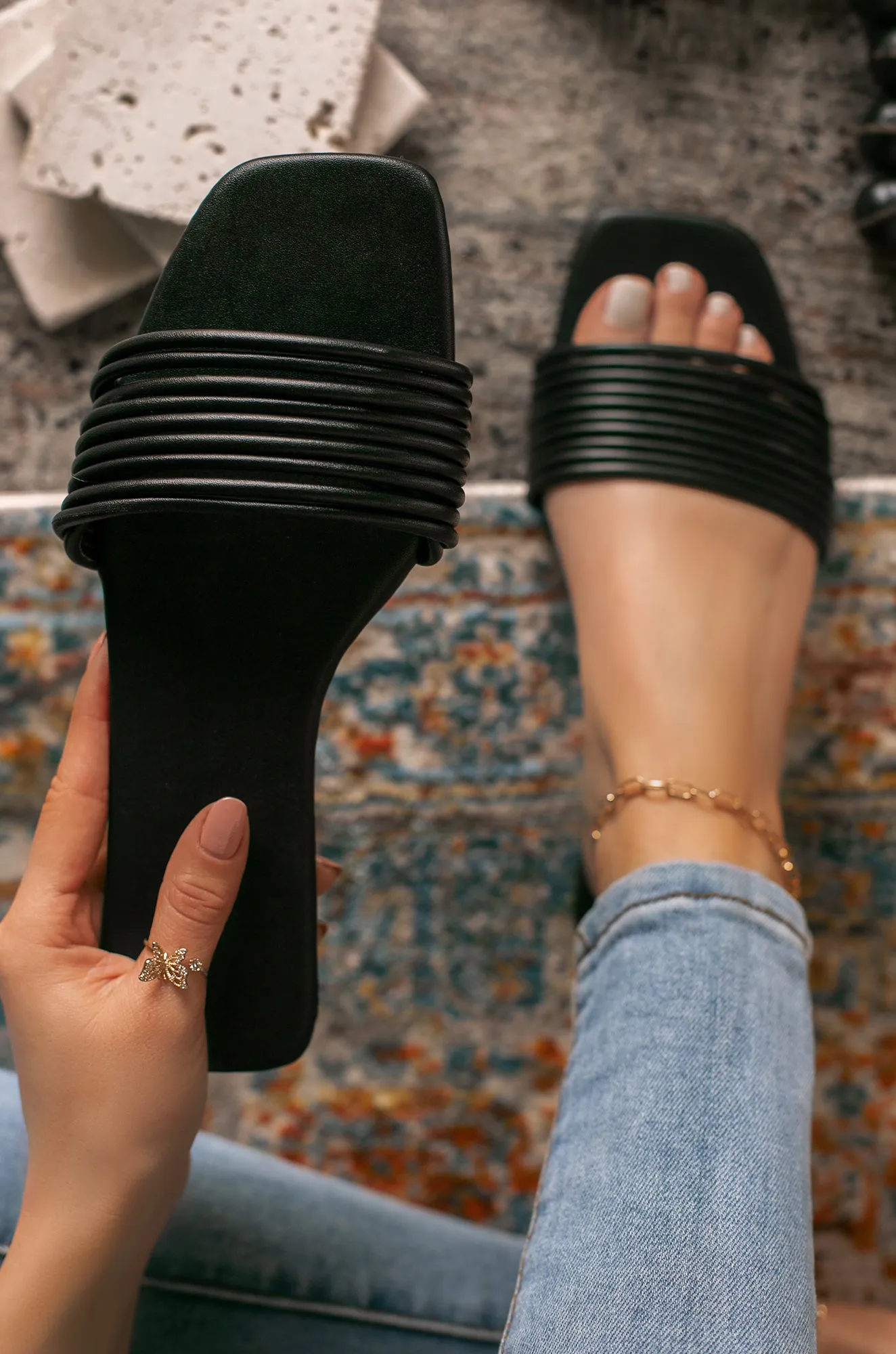 Sun Chaser Slip On Sandals - Gold