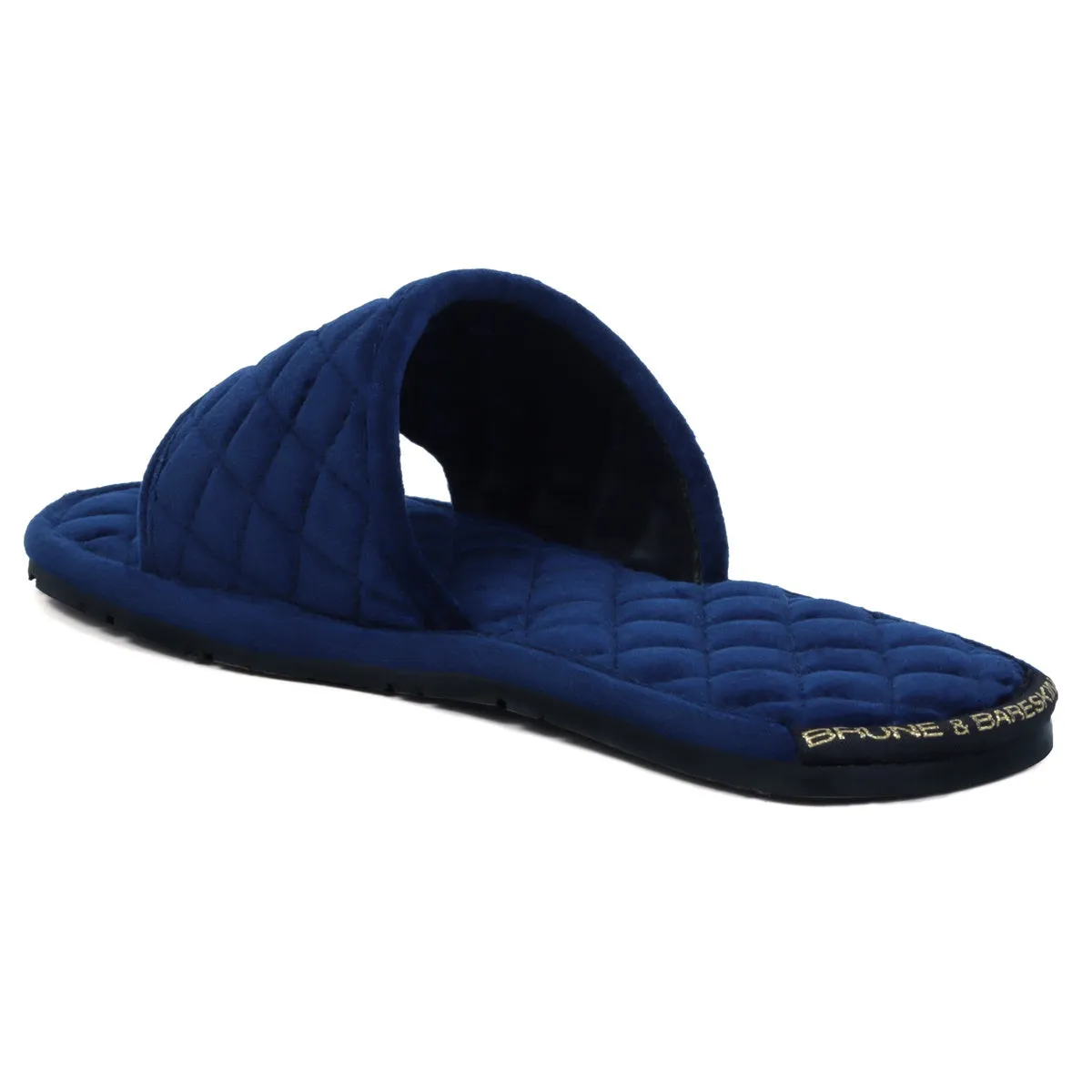 Super Soft Slide-in Slippers in Blue Italian Velvet