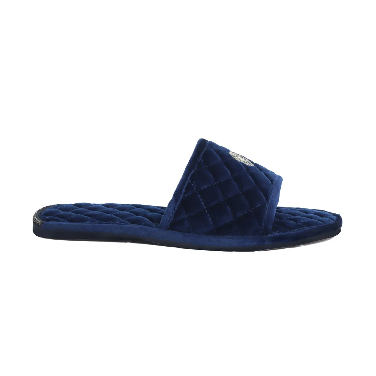 Super Soft Slide-in Slippers in Blue Italian Velvet