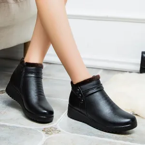 Ultra-warm Leather Winter Plush Snow Boots