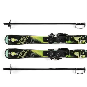 valiant Toddler Kids Beginner Plastic Snow Skis w/ Adjustable Bindings, Green