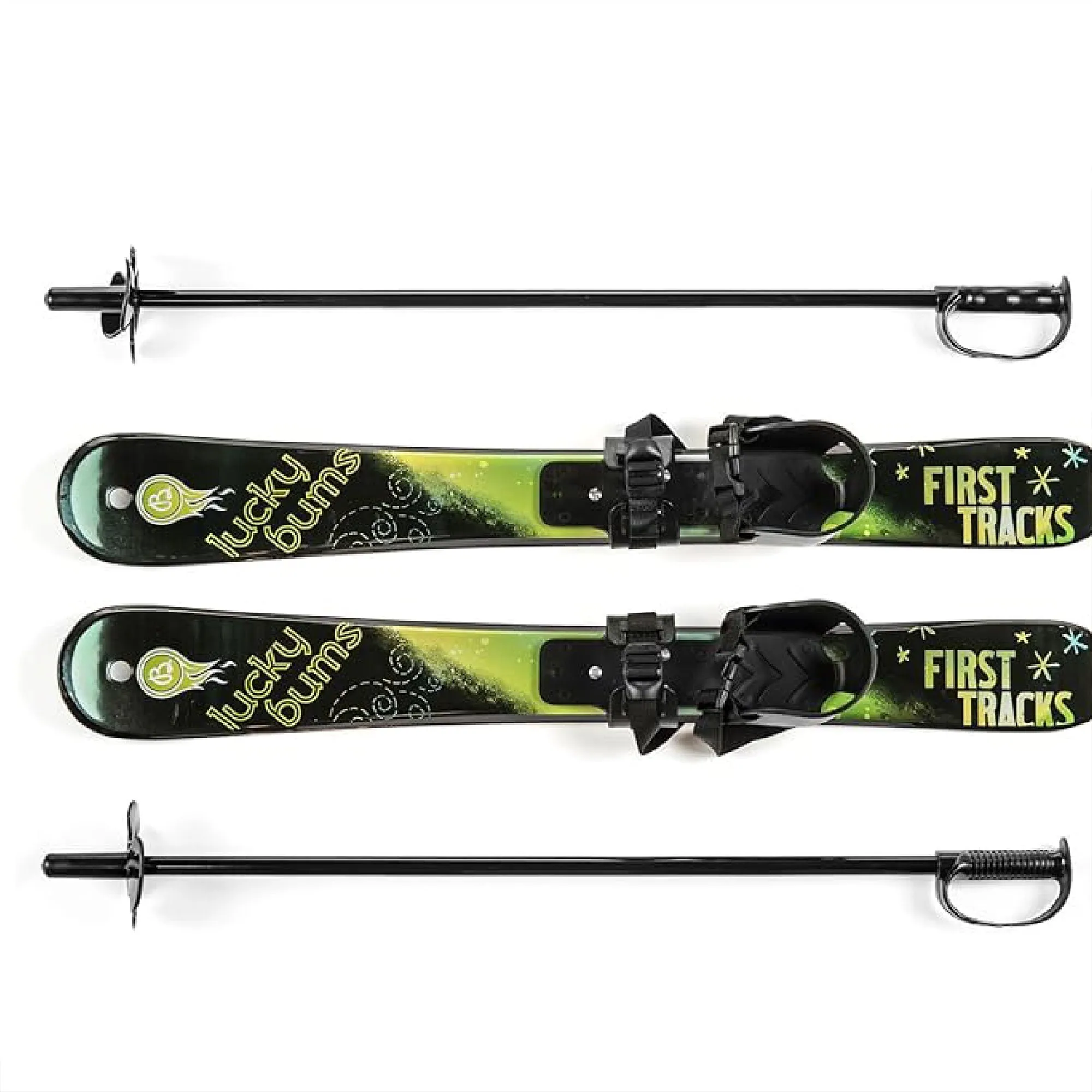 valiant Toddler Kids Beginner Plastic Snow Skis w/ Adjustable Bindings, Green