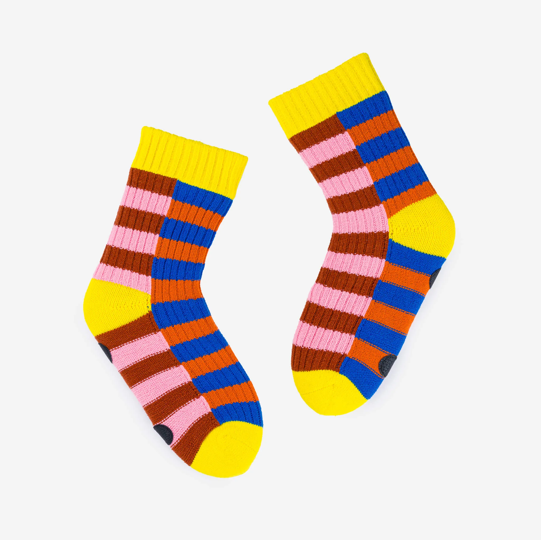 VERLOOP SUPER STRIPE KNIT HOUSE SOCKS COBALT FLAME S/M
