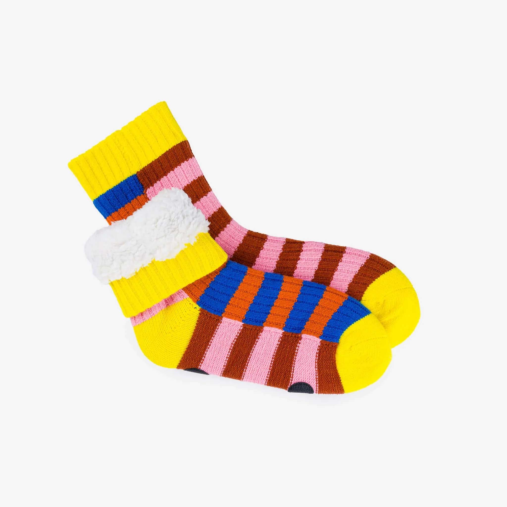 VERLOOP SUPER STRIPE KNIT HOUSE SOCKS COBALT FLAME S/M