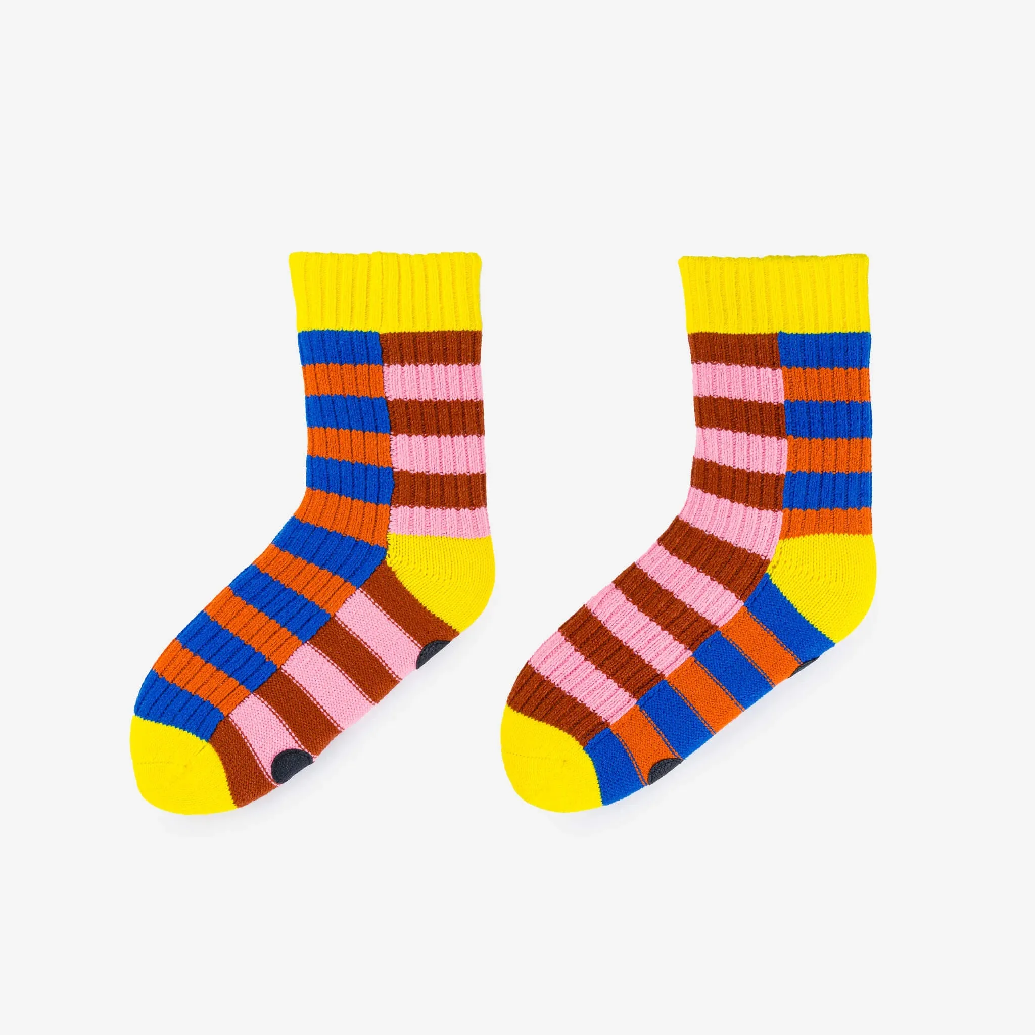 VERLOOP SUPER STRIPE KNIT HOUSE SOCKS COBALT FLAME S/M