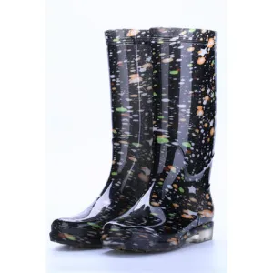 Women Colorful Polka Dotted Soft Waterproof Rain Boots - WRBC16667