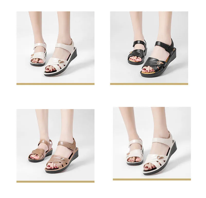 Women Sandals Summer Shoes 4cm Heels Casual Pu Platform Sandals - WSD50206