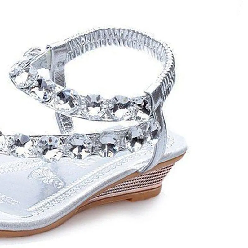 Womens Rhinestone Slip on Khaki Sandals
