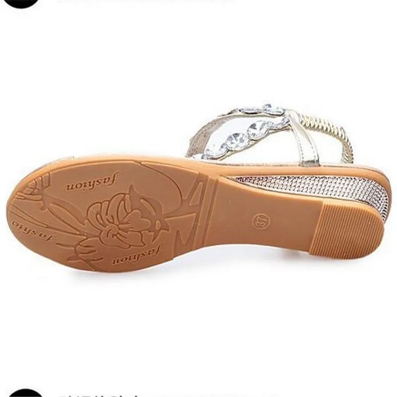 Womens Rhinestone Slip on Khaki Sandals